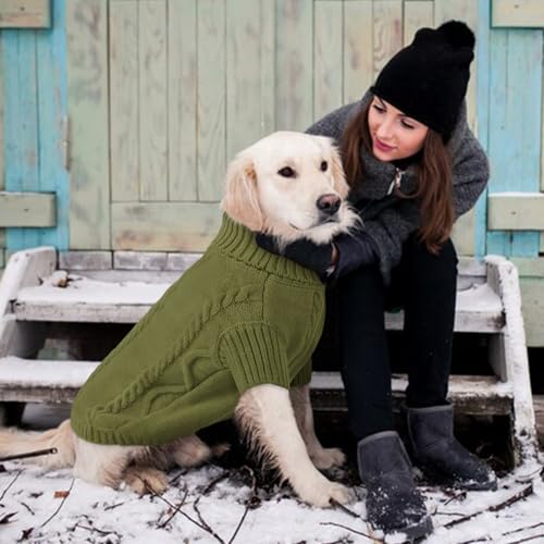 Small Dog Pullover Sweater for Medium Dogs Boy (Medium / Olive Green)