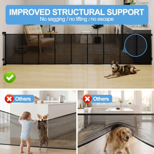 Retractable Baby Gate (Black / 33x150 Inch)