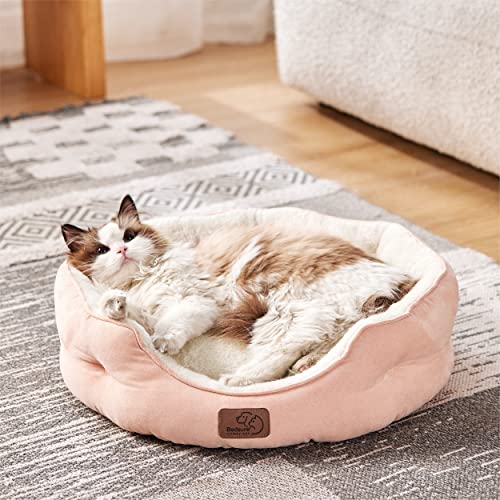 Small Dog Bed Washable (20"L x 19"W x 6"Th / Peach Pink)