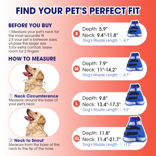 Soft Dog Recovery Cone Collar (Blue / S(Neck Girth:9.4-11.8in))