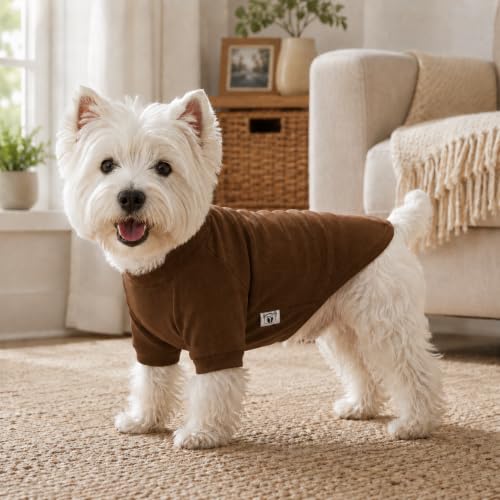 Ribbed Dog T Shirt Cotton Knitted Dog Sweaters for All Season Pet T (L (for Small Medium Dog) / Coffee)