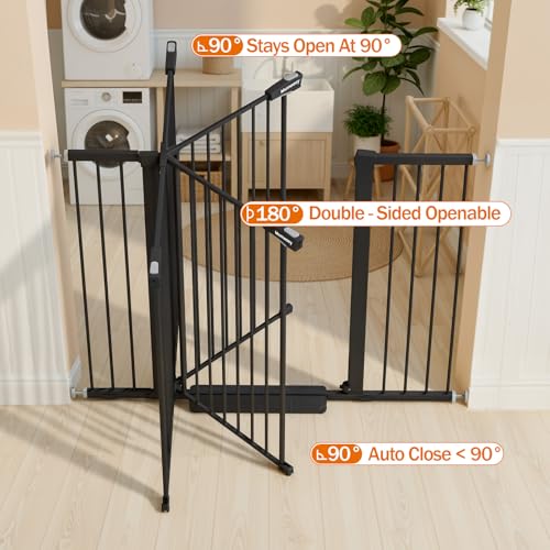 36" Extra Tall Baby Gate for Stairs (Black / 29.7-51"W x 36"H)