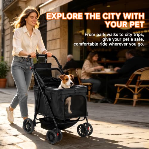 Dog Stroller for Large & Medium Dogs (Black)