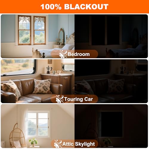 Portable Blackout Curtains for Bedroom Adhesive Thermal Window Blinds Cover (58"W x 63"H)