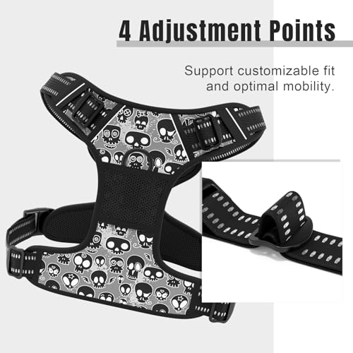 No Pull Dog Harness (Black Skull / Medium)
