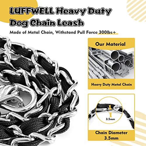 Metal Chain Dog Leash Chew Proof for Dogs (Black / 4FT 3.5mm (Medium & Large dogs))