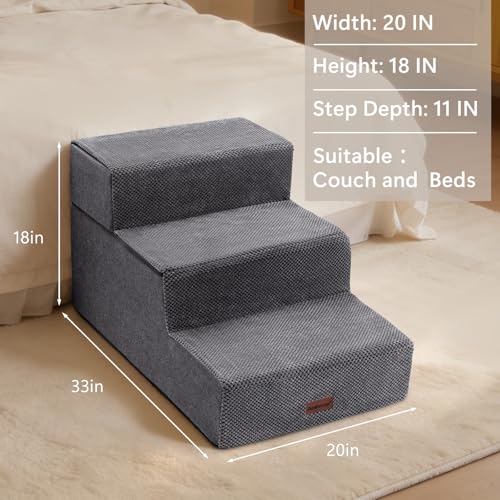 Dog Stairs for Large Dogs 18" H (Grey)