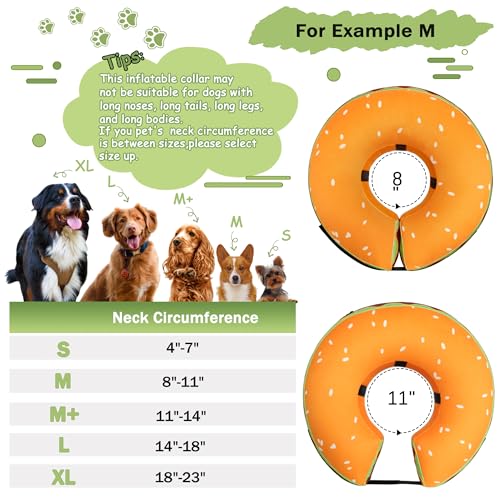 Inflatable Dog Cone Collar for Large Medium Small Dogs (Hamburger / L（neck 14"-18"）)