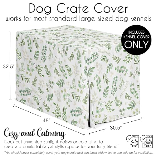 48in. Large Dog Crate Cover (Green Botanical / 48.0"L x 30.5"W x 32.5"H)