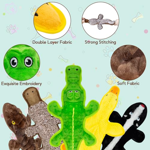 No Stuffing Dog Squeak Toys (Black, dark brown, green, yellow, coffee)