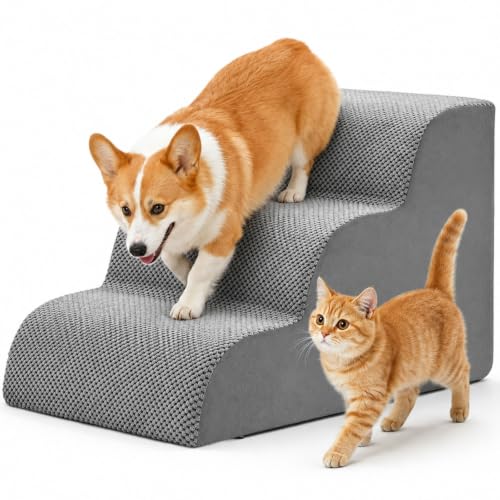 Dog Stairs for Small Dogs and Cats (Grey / Round-15.8"H)