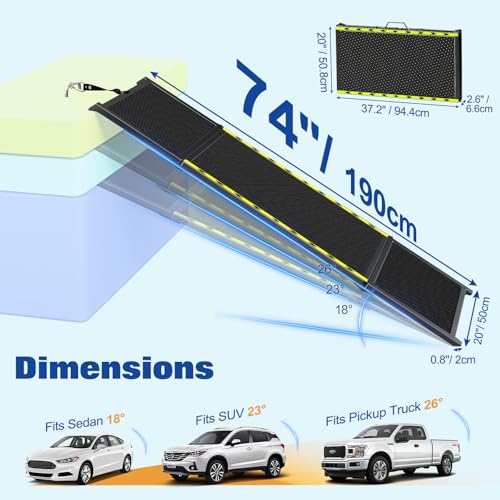 74"L x 20"W Extra Wide Dog Ramp for Car (Black)