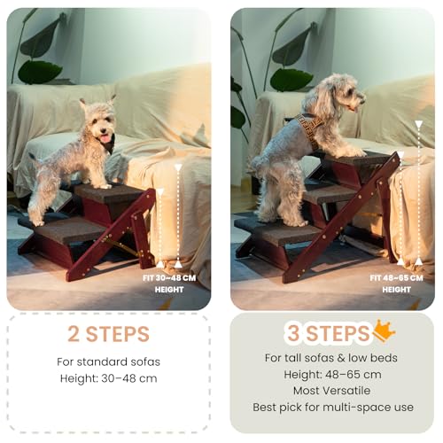 Wooden Pet Stairs (3 Steps – For Sofas & Low Beds (18–26 in) / 24.8" L x 17.2" W x 19.5" H)