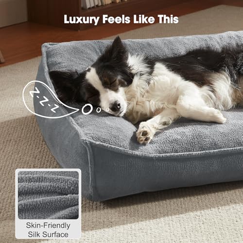 XXL Orthopedic Dog Beds Large Sized Dog (Light Grey / 45"L x 32"W x 9.5"Th)