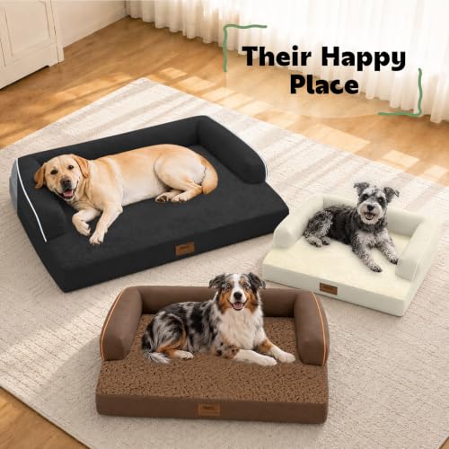 Orthopedic XL Dog Bed with Bolster for Extra Large Size Dogs (42.0"L x 30.0"W x 8.0"Th / Black)