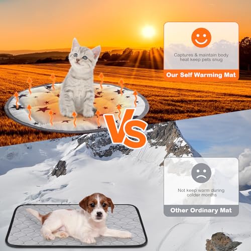 4 Pack Self Warming Cat Bed Self Heating Cat Mat Star Pattern Soft Dog Crate Pad Thermal Pet Mat Anti Slip Kennel Dog Washable Warming Bed for Outdoor Indoor (15.7 Inch / Gray)