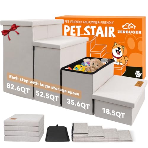 Dog Stairs with Storage (Beige No Condo / 4)