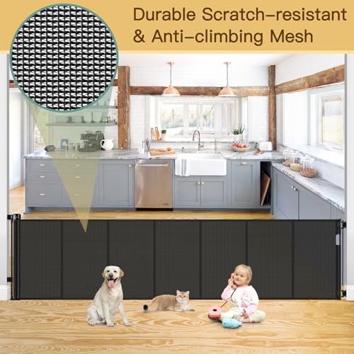 Reinforced 159 Inch Extra Wide Baby Gate for Large Opening with Support Rod (Black / 37" Tall x 159" Wide（ With Reinforced Bar ）)