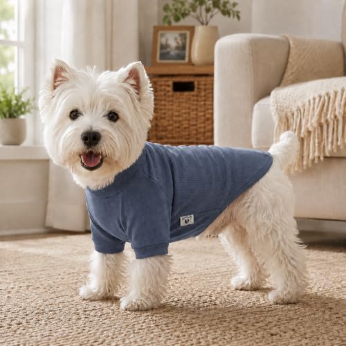 Ribbed Dog T Shirt Cotton Knitted Dog Sweaters for All Season Pet T (3XL (for Large Dog) / Grayish blue)