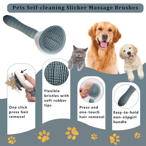 7PCS Dog Grooming Brush Kit for Shedding and Matted Fur (Grey)