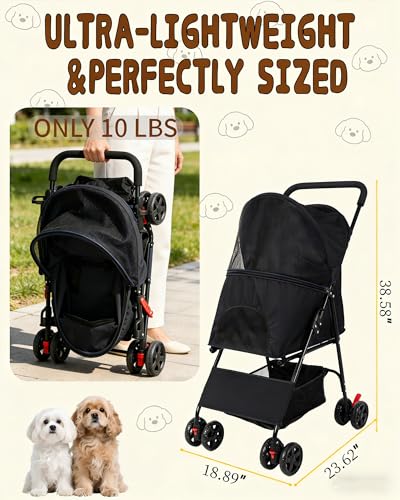 Pet Stroller for Small Dogs Cats (BLACK)