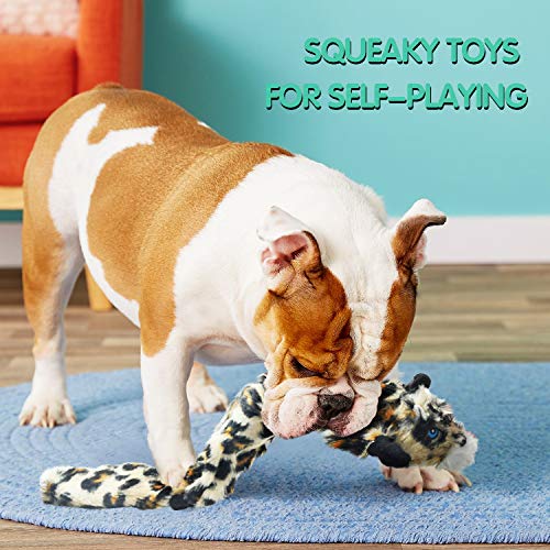 Dog Squeaky Toys No Stuffing (For Medium and Large Breed / 3 Pack - Pig Cow Leopard)