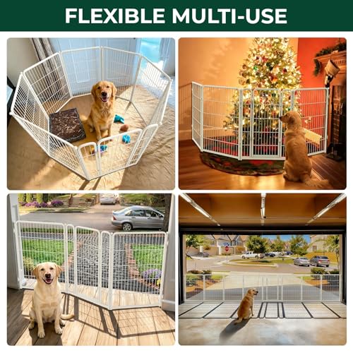 Dog Gate Extra Wide Adjustable for Openings Up to 55" (White / Up to 55" W【1 Panel + 1 Door】 / 40"H)