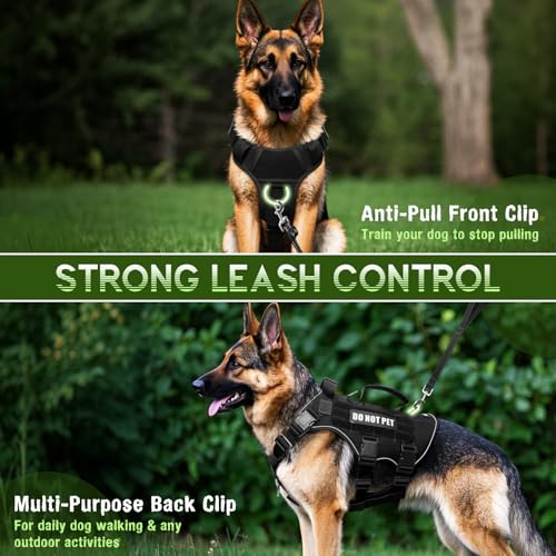 Tactical Molle Vest Mesh Dog Harness with 10 Removale Pet Patches (Medium / Black)