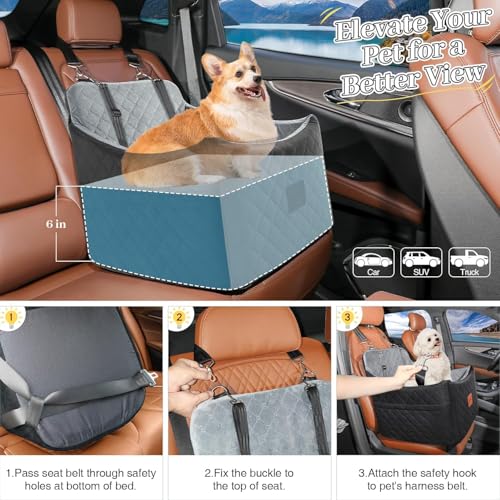Dog Car Seat for Small Medium Dogs (Black/Grey / Medium)