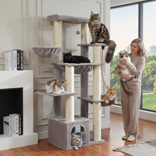 67" Heavy Duty Cat Tree for Maine Coon (Grey / 67in)