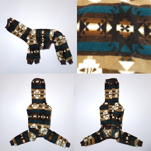 D Doggy Star Italian Greyhound Sweater Turtleneck Outfit Nordic Fleece Onesie Clothes Whippet for Dog Coat (S / Brown Nordic)