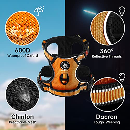 Reflective Dog Harness for Large Dogs (Orange / Large)