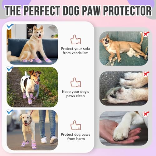 Dog Shoes for Large Small Medium Dogs (Pink / #7 (Width 2.8 inch) for 63-78 lbs)