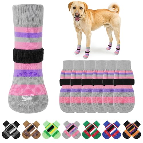 Anti Slip Dog Socks for Hot (Pink & Purple / Small)