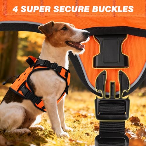 Orange Tactical Dog Harness for Medium Dogs (Orange / Medium: 30-50 lbs (Chest:24-28",Neck:17-19"))