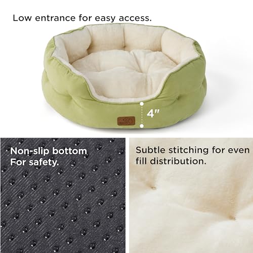 Small Dog Bed Washable (25"L x 21"W x 8"Th / Pale Bean Green)