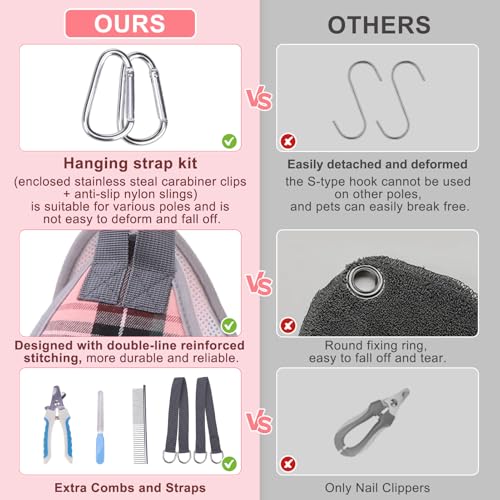 Large Dog Grooming Hammock Harness (L (Leg Spacing: 10.6-15" / Max W: 60lbs) / Pink)