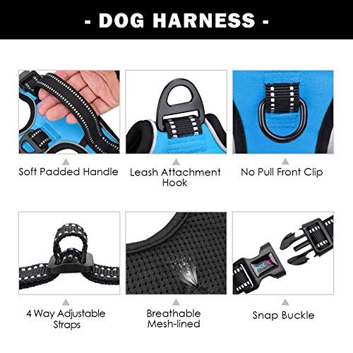 No Pull Dog Harnesses for Small Dogs Reflective Adjustable (Extra Small / Blue)