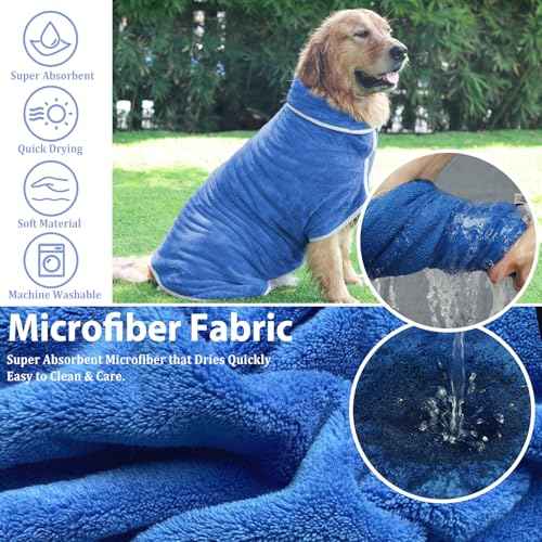 Dog Bathrobe Towel Dog Drying Coat (Medium Blue‌ / XX-Large)