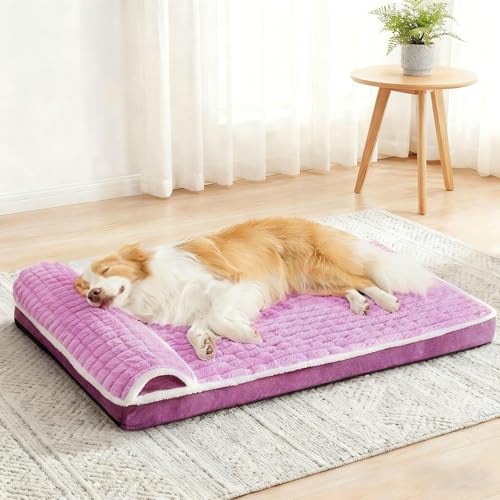 Orthopedic Large Dog Bed Pillow Pet Sofa Bed 42''X28'' Lilac (Lilac / 42"L x 28"W x 3.5"Th)