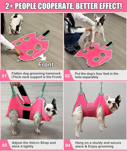 Dog Grooming Hammock (Medium 26-45LB/Pink)