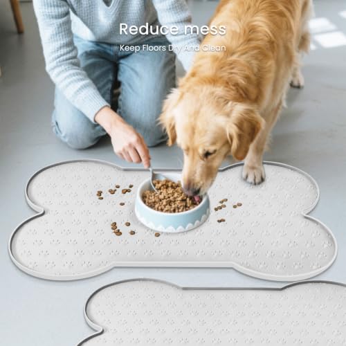 Dog Food Mat Anti (19.4" x 9.8"-2PCS / White)