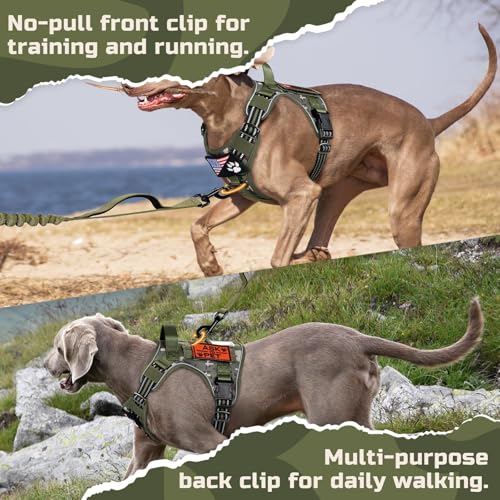 Tactical Dog Harness for X (Green camo / X-Large)