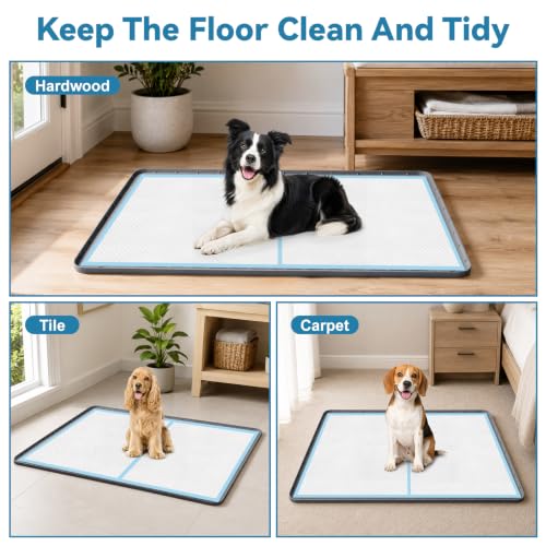 Silicone Dog Pee Pad Holder 40" x 28" Potty Training Tray (40"x28" / Dark Gray)