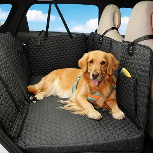 Dog Seat Cover for Back Seat (Black / L - For Cars/ Mid-Size SUV/ Small Truck)