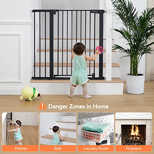 36" Extra Tall Baby Gate for Stairs (36"Tall 48.8"Wide / Black)