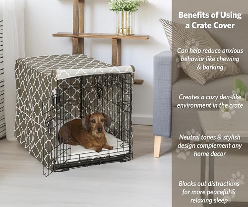 Medium Dog Crate Cover with Teflon Fabric Protector (Brown Geometric Pattern / 29"L x 20"W x 20"H)