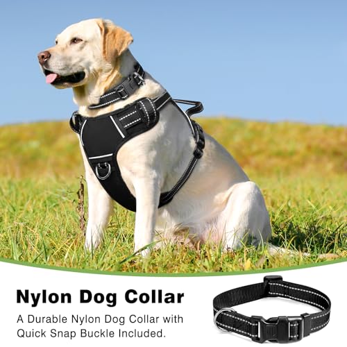 Dog Pet Harnesses No Pull with Dog Collar (X-Large / Black)