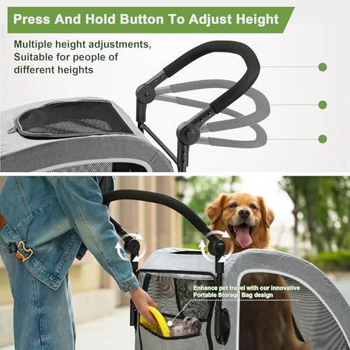 Dog Stroller for Large & Medium Dogs (Grey)