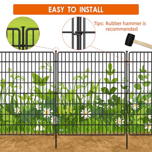 10 Panels No Dig Fence with Gate (Black / 10 Panels 40 in(H) X 24 ft(L) with gate)